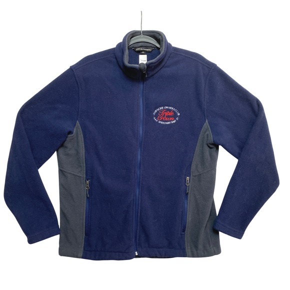 Porsche Owners Club Jacket Mens M Blue Porsche Crown Zip Fleece Full Zip